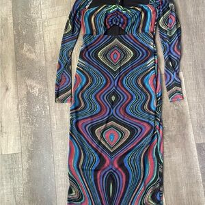 Multicolor Long Sleeve Dress